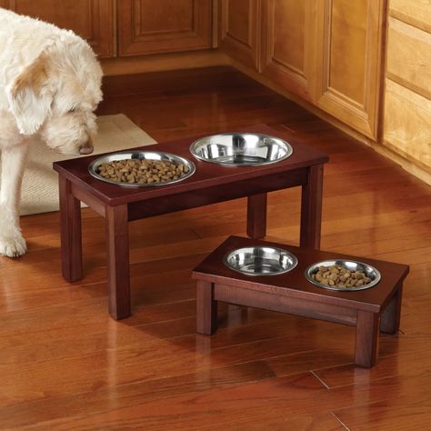 Raised Dog Feeder, Elevated Dog Feeder, Raised Dog Bowls, Dog Bowl Stand, Pet Food Storage, Dish Holder, Dog Happy, Wooden Dog, Stainless Steel Bowls