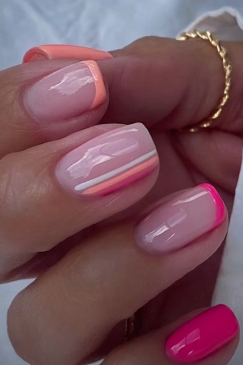 Summer nail aesthetic summer nails ideas acrylic | Summer Nails 2023 Trendy Manicure Ideas, Color Tipped French Manicure, Biab Gel Nails Summer, Work To Happy Hour Outfit Summer, Gelish Nails Colors 2023, Short Real Nails Manicures, Summer Biab Nails Short, Shellac Nails Summer 2023, Very Short Gel Nails Summer