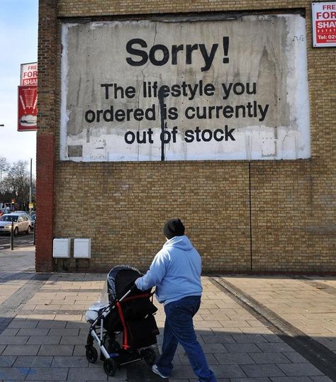 Sorry! This lifestyle you ordered is currently out of stock Street Art Banksy, Banksy Art, The Lifestyle, Street Art Graffiti, Land Art, Street Artists, Cool Stuff, Pics Art, A Sign