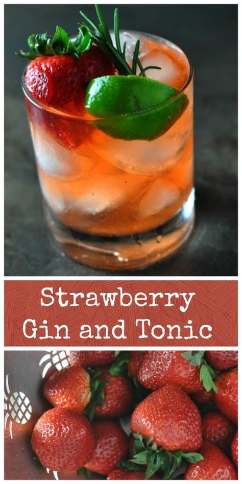 Strawberry Gin and Tonic - Dining with Alice Strawberry Gin And Tonic, Gin And Tonic Recipe, Strawberry Syrup Recipes, Aperitif Cocktails, Gin Drink Recipes, No Spend Month, Strawberry Gin, Cocktail Gin, No Spend