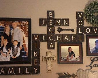 Scrabble Wall Tiles, Scrabble Wall Decor, Condo Makeover, Large Scrabble Tiles, Personalized Wooden Letters, Scrabble Tile Wall Art, Scrabble Wall Art, Scrabble Wall, Family Wall Decor