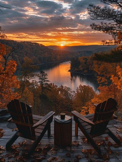 Mountain Cabins Cabin Sunset, Tent View, Mountain Cabins, Porch Chairs, Cabin In The Mountains, Dream Farm, Perfect View, Sunset Landscape, Log Cabins