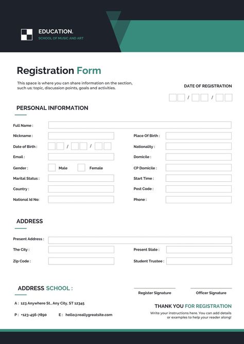 School Registration Form, Form Reference, Teacher Forms, Campaign Ideas, Brand Manual, Graphic Design Course, Registration Form, Design Layouts, Marketing Business Card