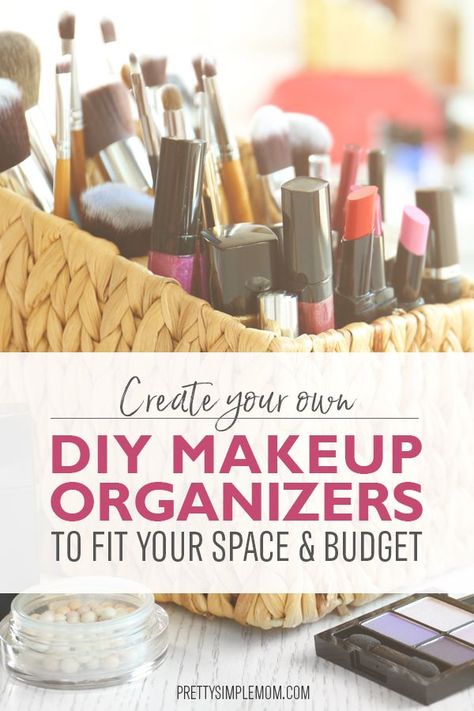 You can make a DIY makeup organizer from almost any common item. The sky's the limit and we show you some great ideas for storing your cosmetics. | #diymakeuporganizerideas #makeupstoragecontainers #diymakeupstorage Diy Makeup Organizer Ideas, Makeup Organizer Ideas, Makeup Storage Containers, Diy Makeup Organizer, Easy Diy Makeup, Renters Decorating, Make Your Own Makeup, Diy Makeup Storage, Valentine Diy