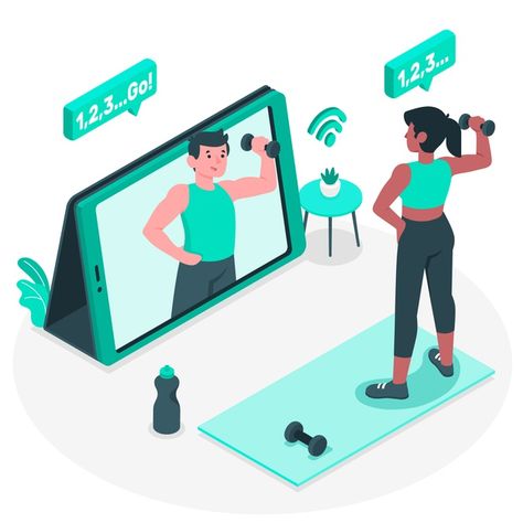 Online personal trainer concept illustra... | Free Vector #Freepik #freevector #sport 2024 Challenge, Personal Trainer Logo, Infographic Inspiration, Photoshop Ideas, Online Personal Trainer, Online Fitness Coaching, Vector Online, Isometric Illustration, Sport Illustration