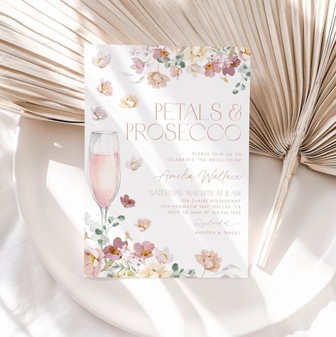 Petals and Prosecco Bridal Shower Invitation Pink Pastel - Etsy Rose Bridal Shower Theme, Petals And Pearls Bridal Shower Theme, Pedals And Prosecco, Petals And Processo Bridal Shower Theme, Pedals And Prosecco Bridal, Bridal Shower Themes Spring, Bridal Shower Floral Theme, Petals And Prosecco Theme, Petals And Prosecco Bridal Shower Theme