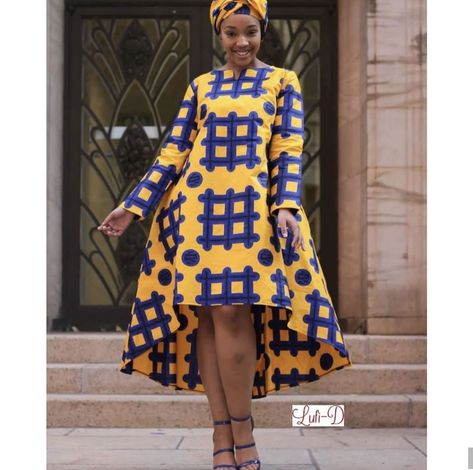 High low Ankara style. Beauty Ankara High Low Dress, Ankara Flare Dress, Kitenge Styles, Beautiful Ankara Gowns, Kitenge Designs, Ankara Styles For Women, African Chic, African Print Dress Ankara, Ankara Gown Styles