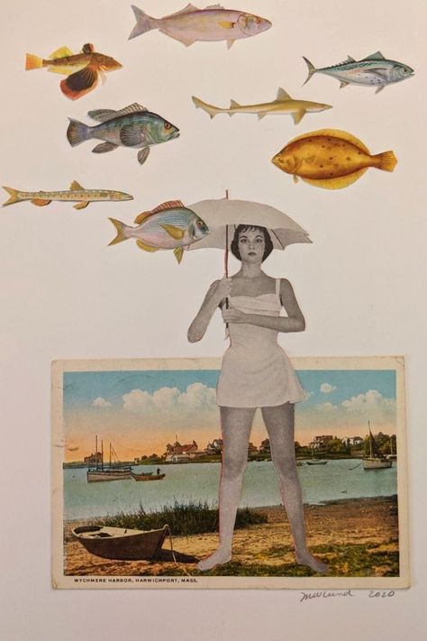 Fish Collage, Analog Collage, Collage Book, Collage Art Projects, Magazine Collage, Paper Collage Art, Art Dolls Handmade, Vintage Collage, Art Journal Inspiration