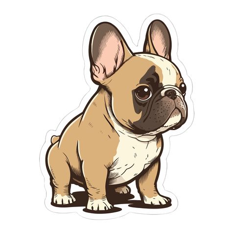 Kawaii French Bulldog, French Bulldog Cartoon Illustrations, French Bulldog Stickers, Frenchie Sticker, French Bulldog Illustration, Cute French Bulldog Puppy, Miniature Bulldog, French Bulldog Cartoon, Cutest Small Dog Breeds