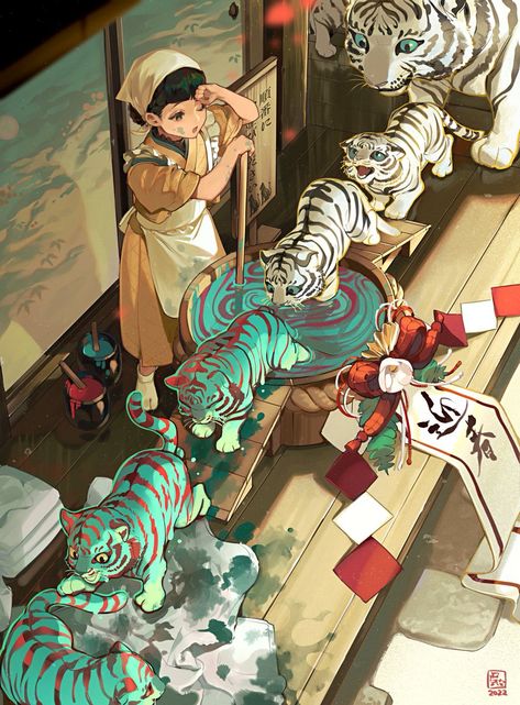 White Tigers, Bel Art, Art Mignon, Arte Sketchbook, Arte Inspo, Art Et Illustration, 영감을 주는 캐릭터, Art Anime, Art Reference Photos