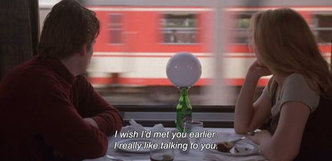 yeah so everyday I think about that imagine what would've happened if we'd started talking earlier? Before Sunrise Quotes, Before Trilogy, Sunrise Quotes, Series Quotes, Movies And Series, Movie Lines, Before Midnight, Before Sunrise, Film Quotes