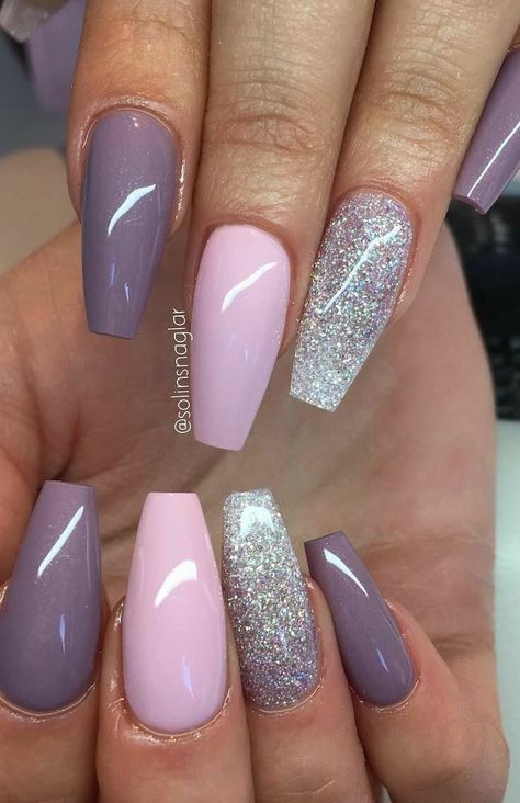 Blueberry Milk, Unghie Nail Art, Nails 2018, Spring Nail Colors, Nail Designs Glitter, Fancy Nails, Purple Nails, Gorgeous Nails, Love Nails