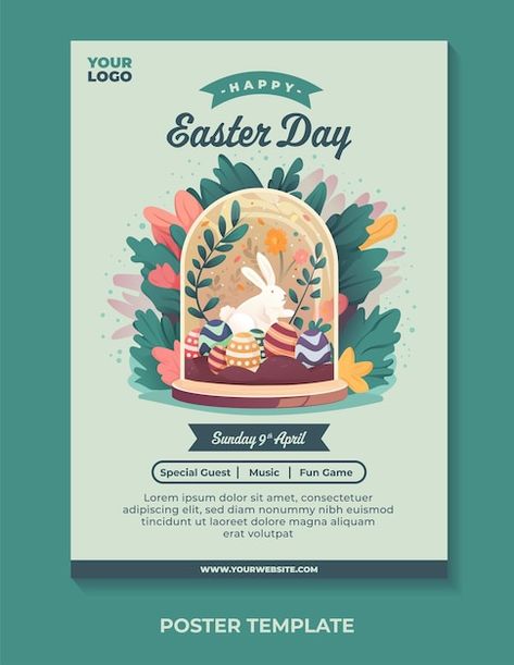 Happy easter day poster design template | Premium Vector #Freepik #vector #happy-easter-poster #easter-poster #happy-poster #happy-easter-day Easter Day Poster, Preparing For Ramadan, Happy Poster, Easter Poster, Sunday Special, Easter Images, Happy Easter Bunny, Happy Easter Day, Card Banner