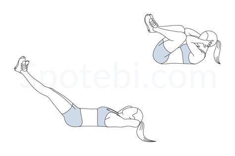 Keep your head in a neutral position, with the chin off your chest and your eyes on the ceiling. Keep your lower back pressed into the mat throughout the exercise, exhale as you crunch, and maintain your core tight and engaged. http://www.spotebi.com/exercise-guide/frog-crunches/ Frog Crunches, Spotebi Workout, Bird Dog Exercise, Push Workout, Oblique Workout, Fitness Flyer, Love Handle Workout, Crunches Workout, Back Fat Workout