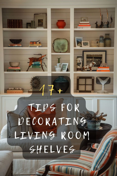 Transform your living room with beautifully decorated shelves! Learn how to style them with the right mix of books, plants, and decor pieces to create a balanced and inviting look. Click to get expert tips and tricks for stunning shelf arrangements. 🏡✨ #HomeDecor #ShelfStyling #LivingRoomInspo #InteriorDesign #DecorTips Style Glass Shelves, Decorating Glass Shelves, How To Style Living Room Shelves, How To Decorate Living Room Shelves, Bookshelf Decorating Ideas Living Room, How To Decorate Built Ins In Living Room, Living Room Bookcase Decor, How To Style A Shelf, Decorating Book Shelves In Living Room