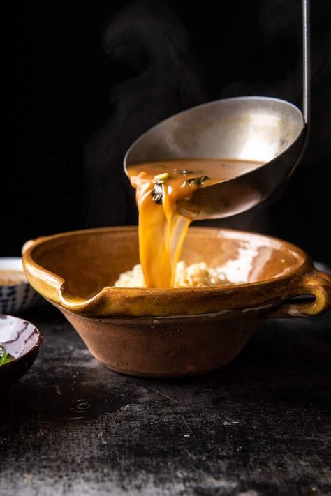 30 Minute Spicy Miso Chicken Katsu Ramen | halfbakedharvest.com Chicken Katsu Ramen, Katsu Ramen, Ramen Photography, Starvin Marvin, Yogi Food, Korean Chili Paste, Miso Chicken, Ginger Miso, Half Baked Harvest Recipes