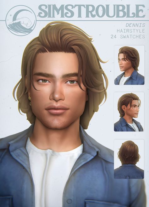 A medium-length, slick-back hair for your tenacious boys 🎺 Base Game Compatible. 24 Swatches. All LODs, Hat Compatible, All Maps, 7k. Two versions! Ts4mm Cc, Hairstyle References, Ts4 Hair, Sims 4 Hair Male, Sims 4 Male Clothes, Cc Hair, Sims Packs, Pelo Sims, New Hairstyles