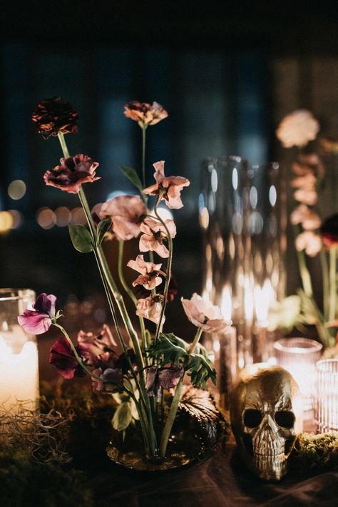 Dark & Moody — Urban Allure Events Moody Flowers Aesthetic, Dark Academia Wedding, Moody Tablescape, Enchanted Garden Wedding, Edgy Wedding, Halloween Backdrop, Moon Wedding, Flower Boutique, Rainy Wedding