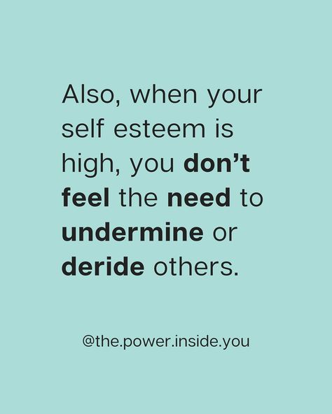 People with high self-esteem don’t turn towards others for validation. Also, people with high self-esteem don’t feel the need to undermine or deride others #selfesteembuilding #selfimage #selfconcept #selfworth #highselfesteem People With Low Self Esteem Quotes, Low Self Esteem Quotes, High Self Esteem, Esteem Quotes, Self Centered, Self Concept, Self Image, Self Esteem Quotes, Low Self Esteem