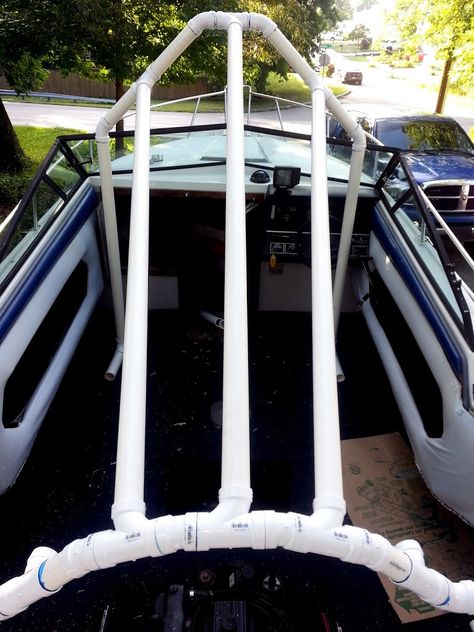 My "PVC-based boat cover frame support" build | Boating Forum - iboats Boating Forums Boat Accessories Ideas Diy, Diy Pontoon Boat, Diy Pontoon, Boat Cover Support, Pontoon Furniture, Support Images, Pontoon Ideas, Boat Modifications, Pontoon Boat Covers