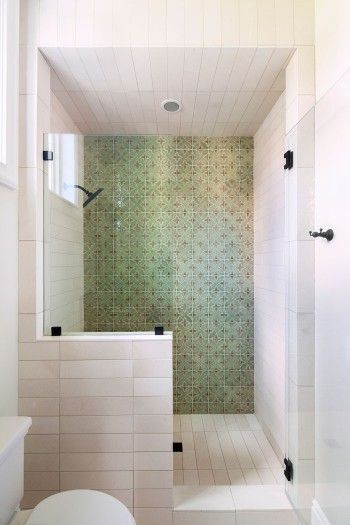 Pratt and Larson Tile Motif F 6x6 Shower Half Wall Shower, Tub To Shower Remodel, Tub To Shower Conversion, Bathroom Shower Walls, Upstairs Bathrooms, Bathroom Redo, Bathroom Layout, Bathroom Renos, Shower Remodel