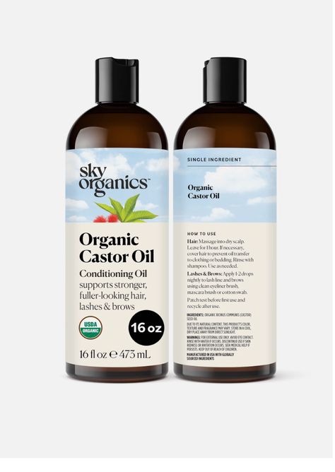 Sky Organics Organic Castor Oil (16 oz) USDA Certified Organic, 100% Pure, Cold Pressed, Hexane Free, Boost Hair Growth, Use with Castor Oil Pack Navel Oiling, Castor Oil Packs, Organic Castor Oil, Boost Hair Growth, Carrier Oil, Carrier Oils, Cold Pressed, Castor Oil, Hair Products