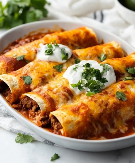 Beef Enchiladas Recipe Beef And Rice Enchiladas, Best Beef Enchiladas, Mexican Food Authentic, Beef Enchiladas Recipe, Easy Beef Enchiladas, Mexican Enchiladas, Beef Enchilada Recipe, Food Authentic, Savory Recipe