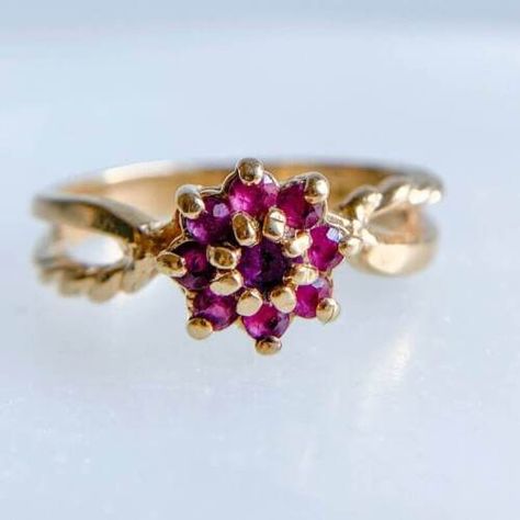 Find many great new & used options and get the best deals for Natural Red Ruby Vintage Cluster Wedding Ring 10k Yellow Gold Ring at the best online prices at eBay! Free delivery for many products! Cluster Ruby Ring, Natural Ruby Ring, Nature Ring, Yellow Gold Jewelry, Red Gemstones, Rings For Girls, Anniversary Gift For Her, Ruby Ring, Natural Ruby