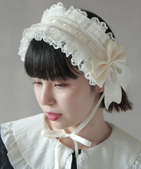 Headband Reference, Frilly Headband, Egl Accessories, Sewing Crafts Tutorials, Head Accessories, J Fashion, Bow Clips, Gothic Lolita, Korean Outfits