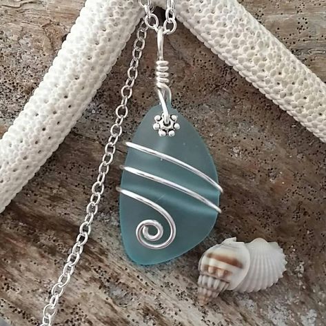 Handmade in Hawaii Wire wrapped Turquoise Bay blue sea glass | Etsy Blue Sea Glass Necklace, Wire Wrapped Turquoise, Hawaii Jewelry, Sea Glass Bracelet, Hawaiian Jewelry, Sea Glass Earrings, Blue Sea Glass, Sea Glass Pendant, Sterling Silver Wire Wrap