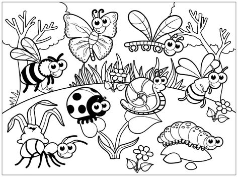 Insects to print - Beautiful Insects coloring page. From the gallery : Insects. Just Color Kids : Coloring Pages for Children : Discover all our printable Coloring Pages for Adults, to print or download for free ! Insect Coloring Pages Free Printable, Bugs Coloring Pages, Garden Preschool, Insect Coloring Pages, Insects Preschool, Bug Coloring Pages, Birth Colors, Garden Coloring Pages, Garden Coloring