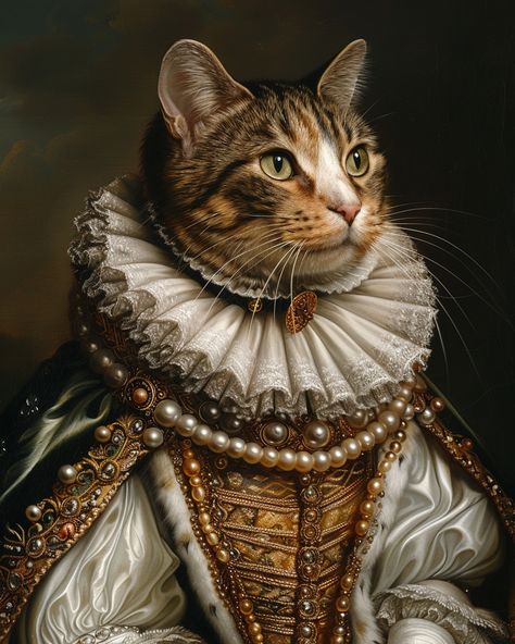 #Cat #FrenchRoyal #Portrait #ForwardFacing #Detailed Cat Armor, Royal Pet Portrait, Inspirational Digital Art, Historic Art, Pet Remembrance, Royal King, Pet Portrait Painting, Cat Dresses, Animals Artwork