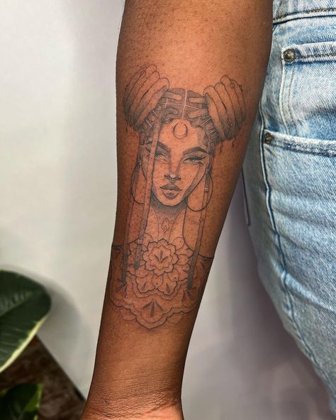 Tattoo Of Woman With Locs, Mermaid With Locs Tattoo, Fairy With Locs Tattoo, Medusa With Locs Tattoo, Locs Tattoos Ideas, Woman With Locs Tattoo, Loc Tattoos, Locs Tattoo, African Goddess Tattoo