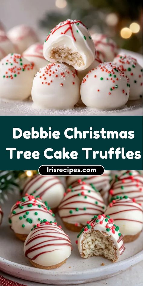 Make your holiday season sweeter with these Debbie Christmas Tree Cake Truffles! 🎅 Easy to make and packed with festive flavors, these treats are perfect for parties or gifts. Get the step-by-step recipe and spread the holiday cheer. Save this Pin for your next baking session! Christmas Tree Cake Truffles, Cake Mix Truffles, Christmas Tree Cake Pops, Cake Truffles Recipe, Christmas Tree Food, Christmas Truffles, Truffles Recipe, Christmas Desserts Easy, Tree Cake