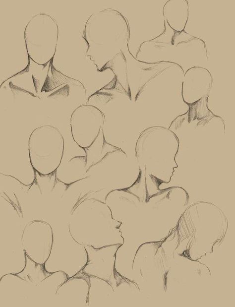 Ref How To Draw Head And Neck, Neck And Shoulders Drawing, Draw Neck And Shoulders, How To Draw Neck And Shoulders, Neck Reference, Head And Neck Anatomy Drawings, Neck Drawing, 얼굴 드로잉, Anime Drawings Tutorials