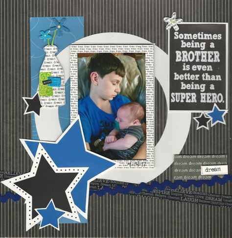 Scrapbook Ideas For Brother, Brother Scrapbook Layouts, Sibling Scrapbook Ideas, Big Brother Card Ideas, Quotes For Scrapbook, Brothers Scrapbook Page Ideas, Big Brother Scrapbook Layout, Big Brother Book, Big Brother Scrapbook Pages