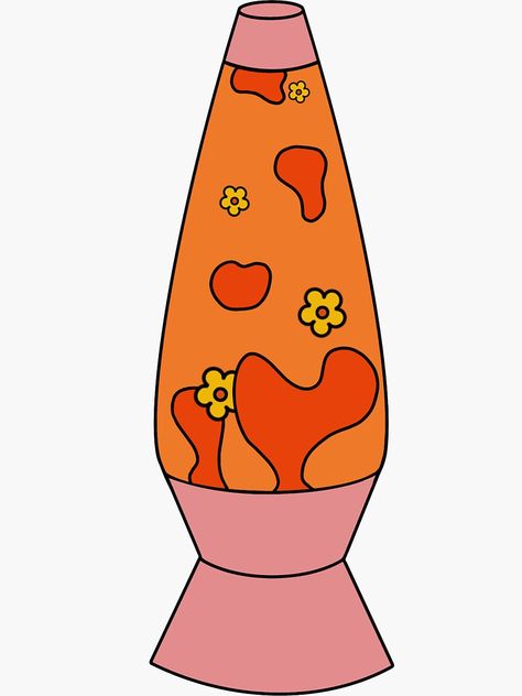 "Orange 70s funky retro lava lamp" Sticker by hanameda | Redbubble Lava Lamps Drawing, Retro Things To Paint, Funky Things To Draw, Retro Diy Painting, Easy Indie Art, Easy Retro Painting Ideas, 70s Canvas Painting, Retro Drawing Ideas, Drawing Retro