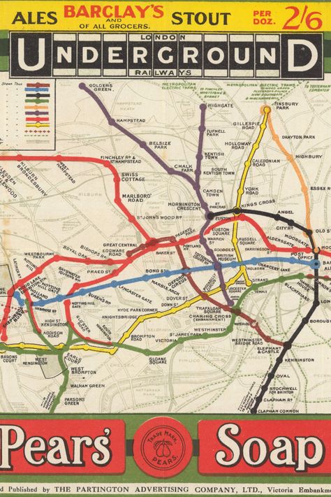 Transport yourself to a bygone era with our 'Vintage Map London Underground Railways 1908' poster. This captivating piece showcases the Old Tube Map adorned with historic London Advertising. An Antique Print Poster that doubles as exquisite Wall Art, infusing Retro charm into your Home Decor. London Underground Posters, London Underground Art, London Tube Map Art, London Underground Map Art, Map Of London Underground, London Tube Map, Camden Road, London Underground Map, Tube Map