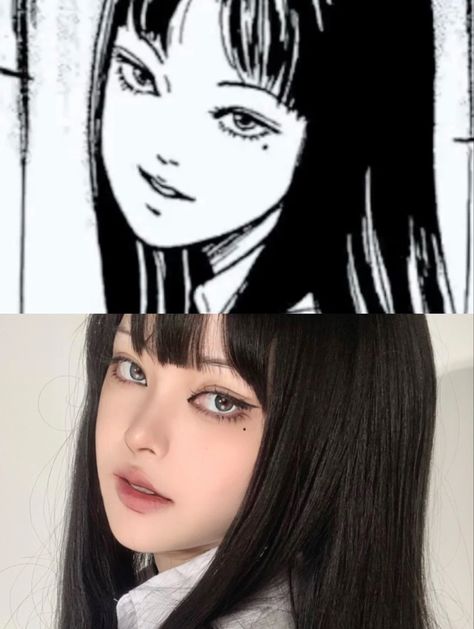 Save-Follow🖤🤍 Tomie Junji Ito Makeup Tutorial, Tomie Kawakami Makeup, Tomi Makeup, Tomie Makeup Tutorial, Tomie Junji Ito Makeup, Tomie Makeup, Curated Content, Cute Eye Makeup, Doll Eye Makeup