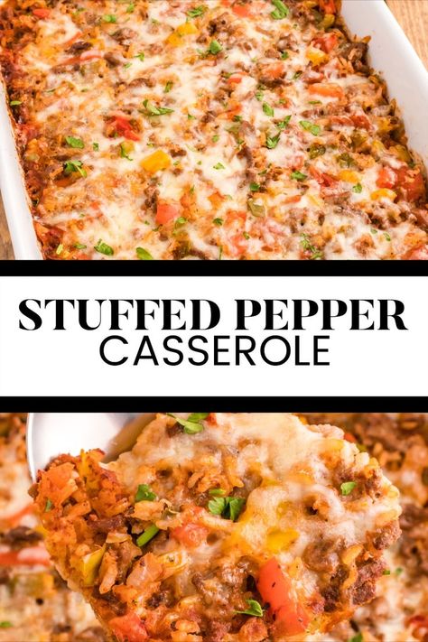 Stuffed Pepper Casserole Indulge in the best of both worlds with this delicious Stuffed Pepper Casserole. Packed with savory flavors, it brings together the classic goodness of stuffed peppers in a fuss-free and easy-to-make casserole, featuring hearty ground beef, melty cheese, and a medley of flavorful veggies. 9x13 Meals, Casseroles Easy, Pepper Casserole, Stuffed Pepper Casserole, Southern Thanksgiving Menu, Low Oxalate, Traditional Thanksgiving Menu, Thanksgiving Menu Ideas, Thanksgiving Dinner Menu