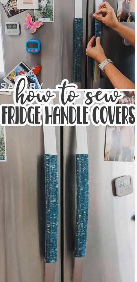 learn how to sew fridge handle covers to keep your fridge handles clean. Easy to wash and remove, handle covers are a great addition to your fridge. Appliance Handle Covers Diy, Refrigerator Door Handle Covers Pattern, Fridge Handle Covers Diy, Refrigerator Handle Covers Diy Patterns, Fridge Handles, Door Handle Diy, Refrigerator Handle Covers, Fridge Handle Covers, Bowl Holders