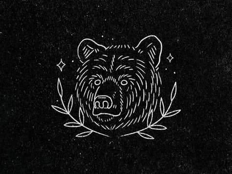 Bear Growling Drawing, Bear Tattoo Aesthetic, Woodcut Bear Tattoo, Bear Drawing Sketches, Bear Drawing Tattoo, Simple Bear Drawing, American Traditional Bear, Black Bear Drawing, Vintage Bear Illustration