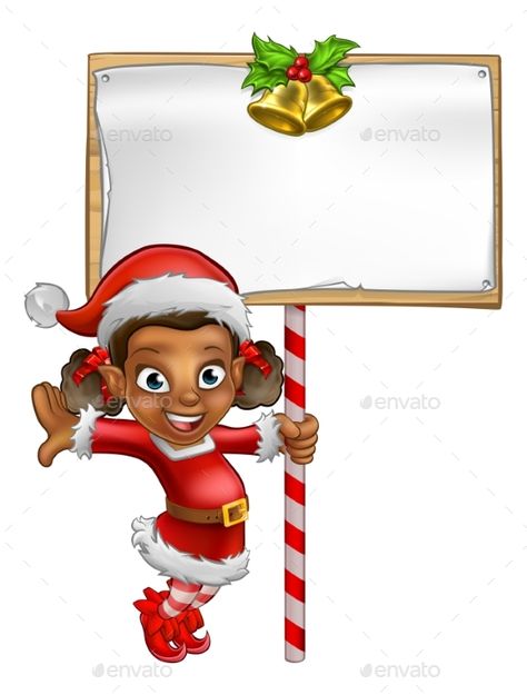 Cartoon Girl Christmas Elf Holding Sign Holding Sign, Holding A Sign, Red Girl, Elf Costume, Christmas Cartoon, Santa Helper, Template Presentation, Girl Christmas