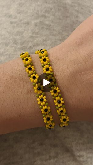 Sunflower Beaded Bracelet, Seed Bead Flower Bracelet, Bead Flower Bracelet, Seed Bead Flower, Autumn Bracelet, Bead Flower, Grand Rapids Michigan, Jewelry Making Tutorials, Flower Bracelet