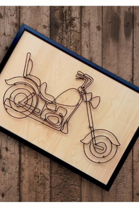 # FloatingBike #WireArt #HandmadeDecor #Etsy # UniqueBike #MetalArt # RetroWallDecor #WallDecor #HomeDecor Wire Bending Art, Wire Bending, Aluminum Crafts, Handmade Decor, Rotary Tool, Cable Wire, Wire Work, Wood Board, Wire Art