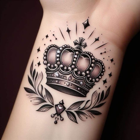 Crown Tattoo Ideas, Crown Tattoos For Women, Purple Tattoos, Tattoos To Cover Scars, Crown Tattoo Design, Rose Tattoos For Women, Tattoos For Girls, Pretty Hand Tattoos, Wicked Tattoos