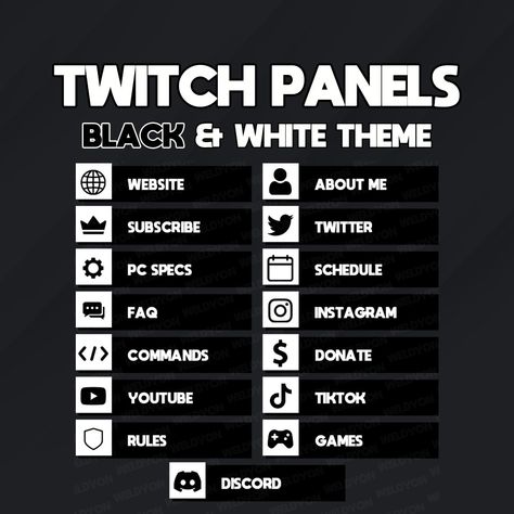 Excited to share the latest addition to my #etsy shop: 15 Clean Black and White Theme Panels - Twitch Panels Premade *Instant Delivery* https://etsy.me/3LREuMt #black #white #modern #clean #minimalist #twitch #panels #weldyon Interior Wall Paper, Portal Wallpaper, Twitch Panels, Interior Wallpaper, Black And White Theme, Website Themes, Black Panels, Wall Panels, Drawing And Illustration