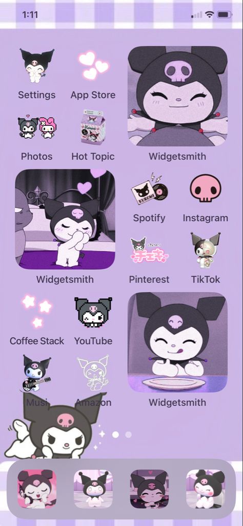 Kuromi Ios 16, Kuromi Layout, Sanrio Ios, Ios 16 Layout, Layout Homescreen, Cool Backgrounds For Iphone, Kuromi Sanrio, Iphone Homescreen, Phone Ideas