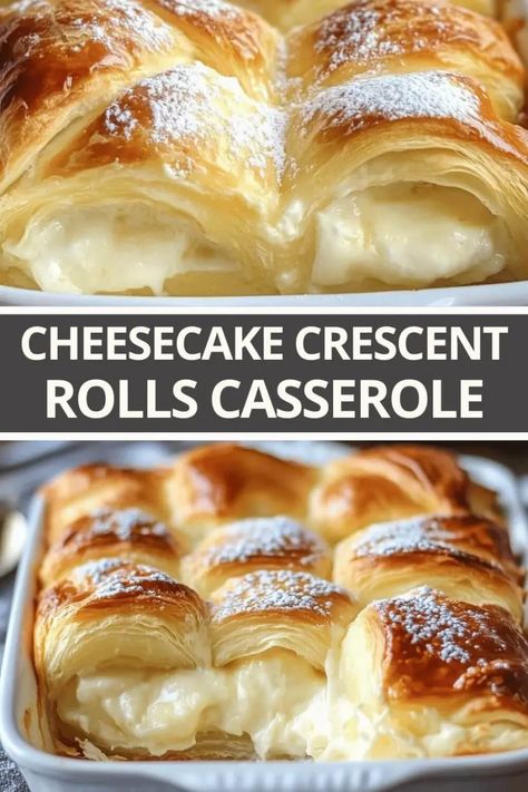 Cheesecake Crescent Rolls Casserole Recipe Croissant Roll Dessert Recipes, Easy Dessert Casserole Recipes, Crescent Roll Cheesecake Bars, Cherry Cheesecake Crescent Rolls, Cresent Roll Cheesecake Recipes Dessert, Cheesecake Crescent Rolls Recipes, Cresants Roll Dessert Recipes, Cheesecake Crescent Roll Casserole, Meals With Crescent Rolls