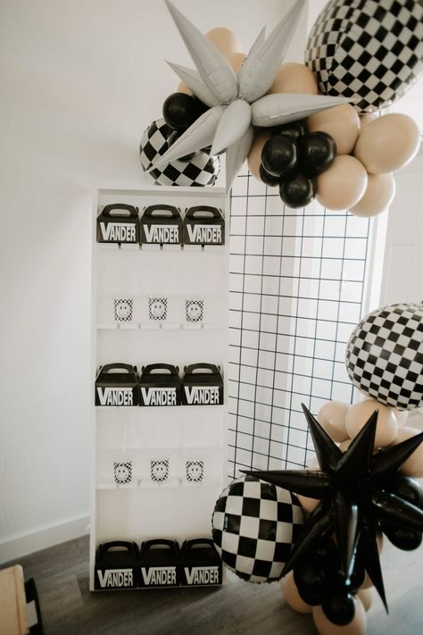 VANders first Birthday  | CatchMyParty.com Vans First Birthday, Vans Party Theme, Vans Themed Birthday Party, Two Rad Birthday Party Boy, Two Cool Birthday Party Boy Decorations, Vans Birthday Party, Two Cool Birthday Theme, One Rad Dude Birthday, Two Rad Birthday Party